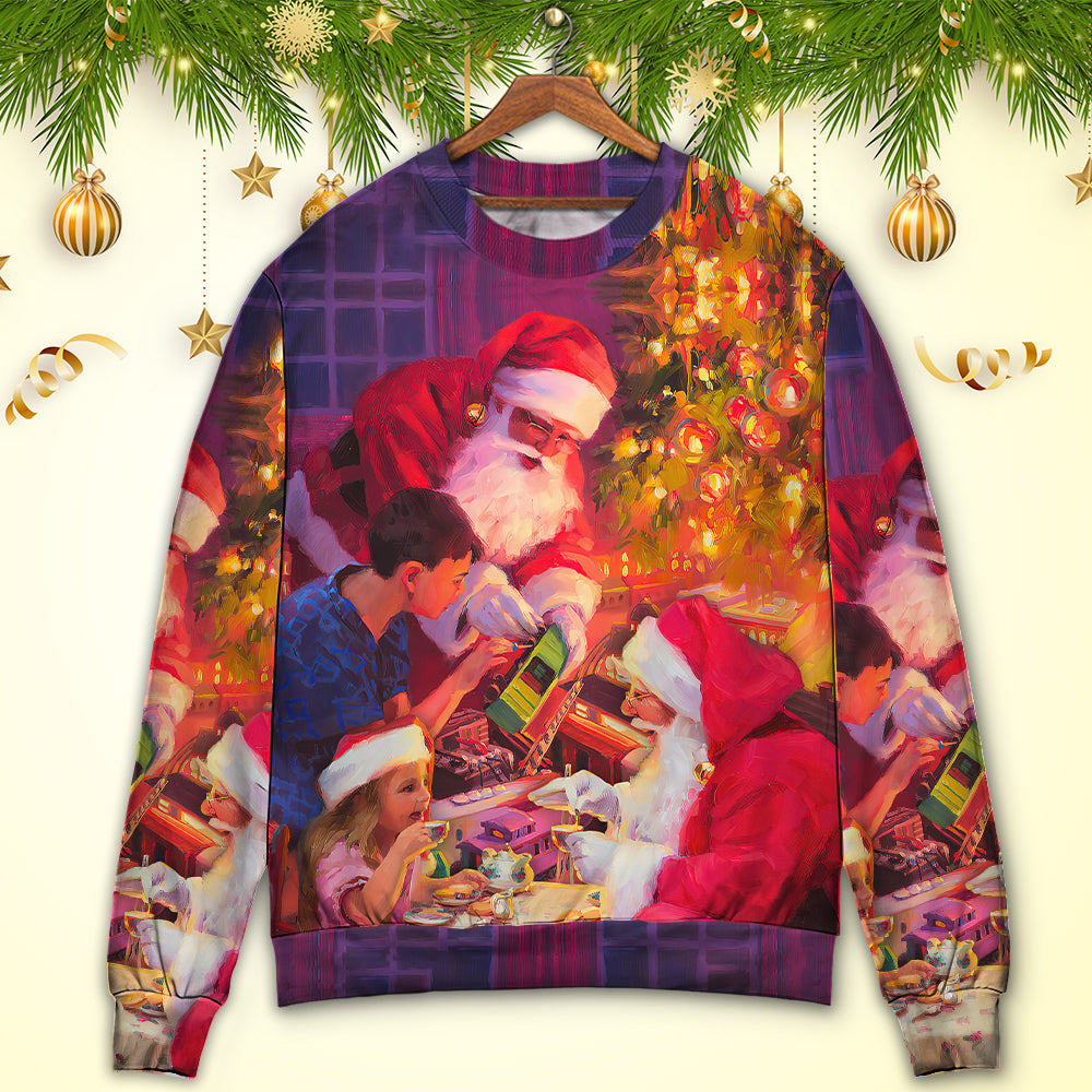 Christmas Santa Story Light Sweater For Holiday Parties Family Gatherings And Seasonal Gift Giving