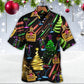 Neon Wine Rum Christmas Drinking Hawaiian Shirt For Coastal Adventures And Warm Weather Wear