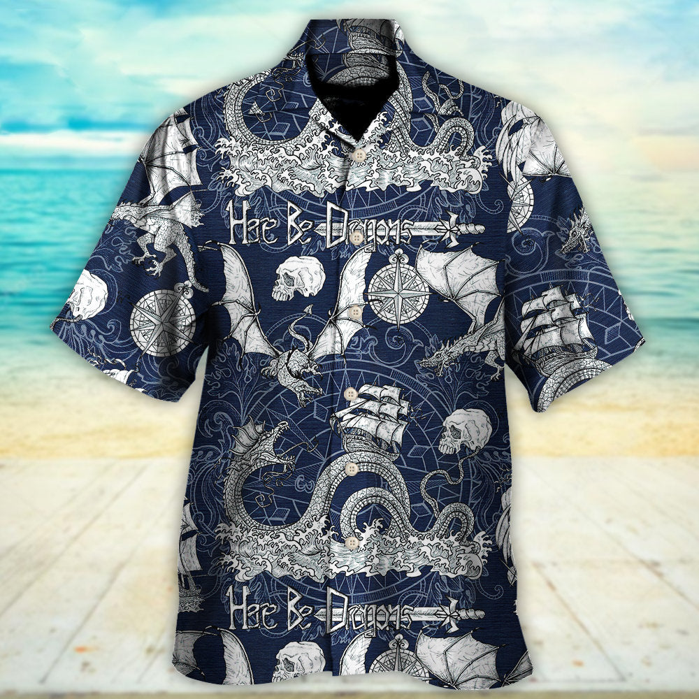 Dragon Skull Old Ship Sea Hawaiian Shirt For Coastal Adventures And Warm Weather Wear