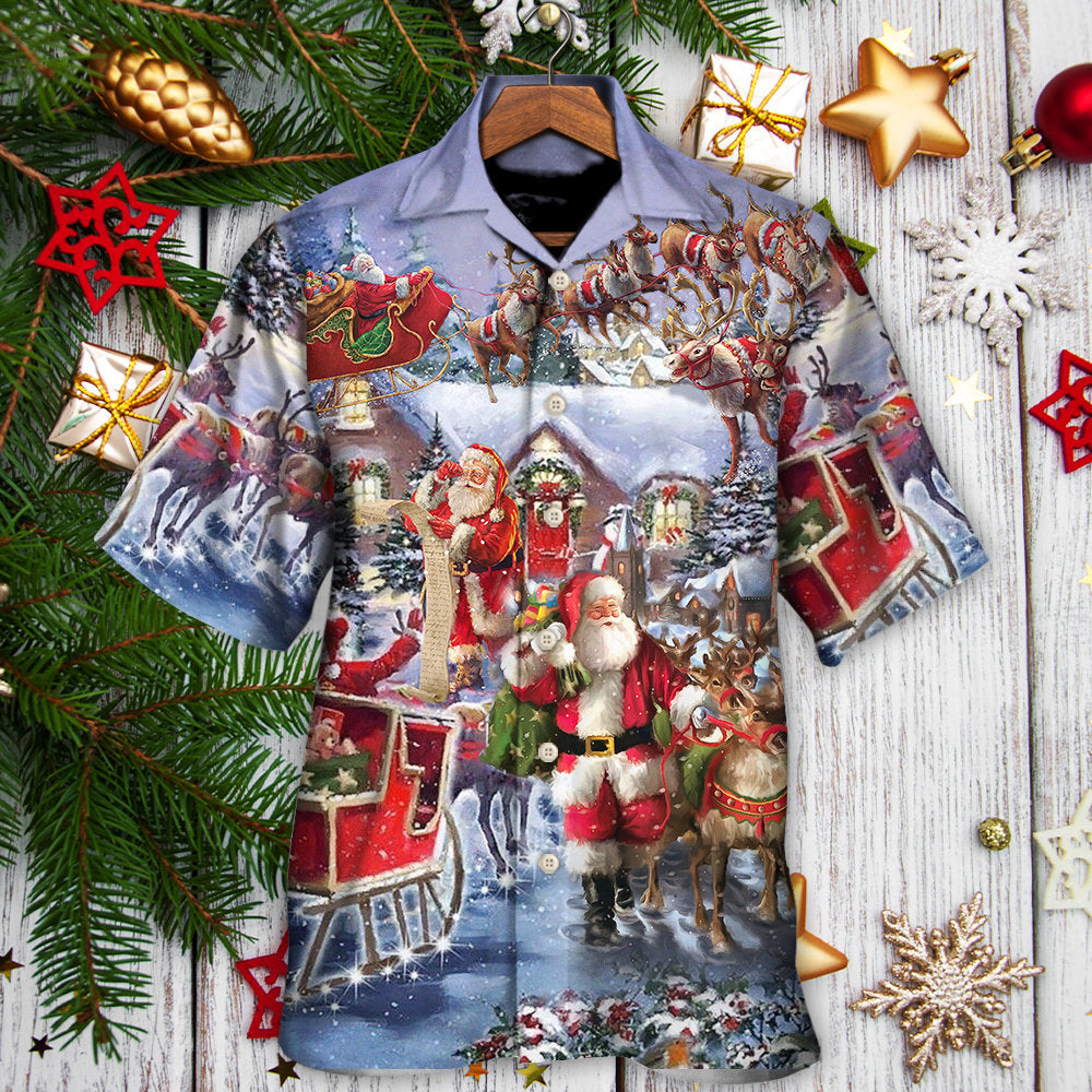 Christmas Santa Hawaiian Shirt Front Pattern View For Thoughtful Gifting
