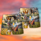 Beer Horse Racing Beach Shorts Pattern Detail For Relaxed Weekends And Laid Back Styling