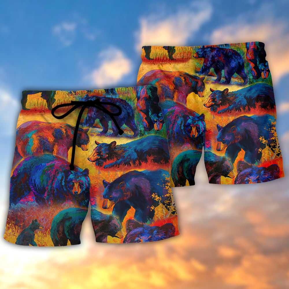 Bear Are Masters Of Survival Beach Shorts Design View For Comfortable Resort And Beach Styling