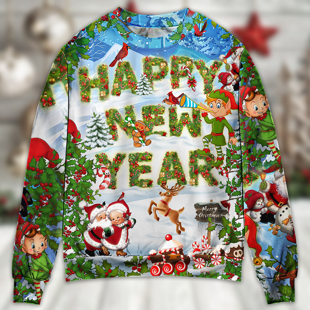 Christmas Happy New Year Snow Sweater For Holiday Parties Family Gatherings And Seasonal Gift Giving