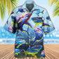 Shark Family Ocean Blue Yellow Glow Hawaiian Shirt All Over Print Detail For Outdoor Gatherings