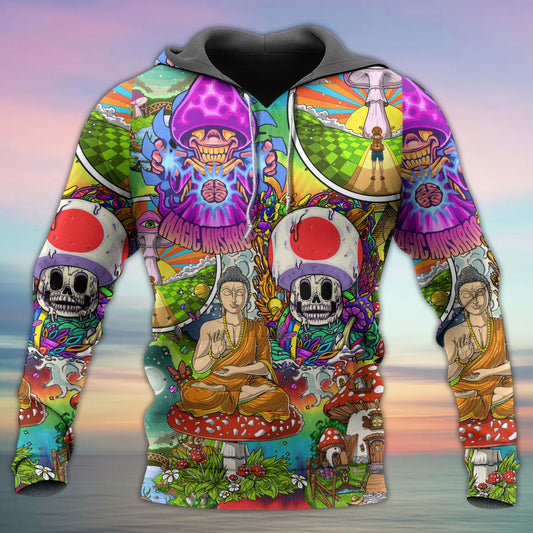 Hippie Colorful Mushroom Peace Hoodie For Festival Days Weekend Adventures And Relaxed Style