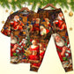 Playful Santa Christmas Gift Delivery Short Sleeve Pajamas Set For Holiday Bedtime And Cozy Home Wear