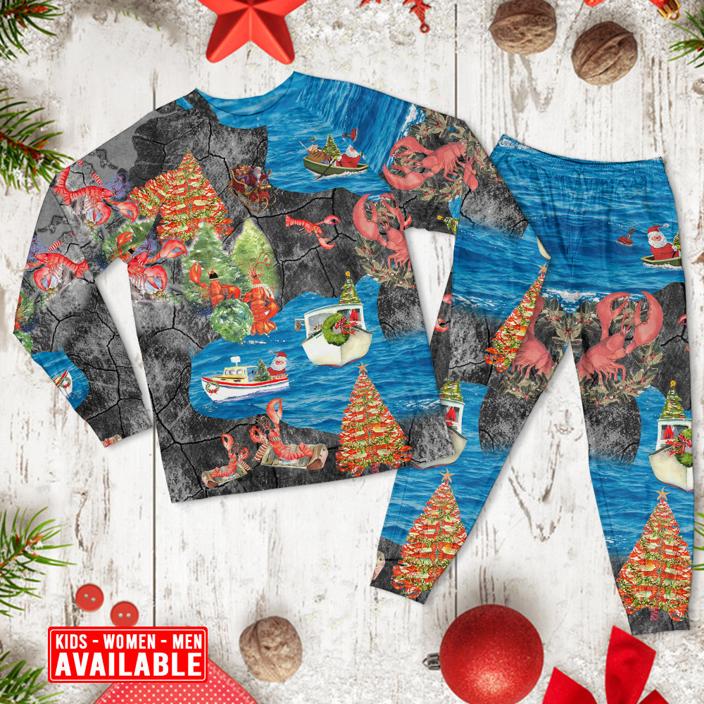 Lobster Couple Christmas Holiday Long Sleeve Pajamas Set For Festive Sleepovers And Family Photos