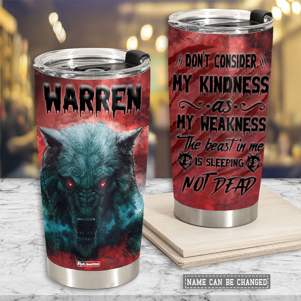 Wolf Kindness Personalized 20 Oz Tumbler For Coffee Travel And Daily Drinks