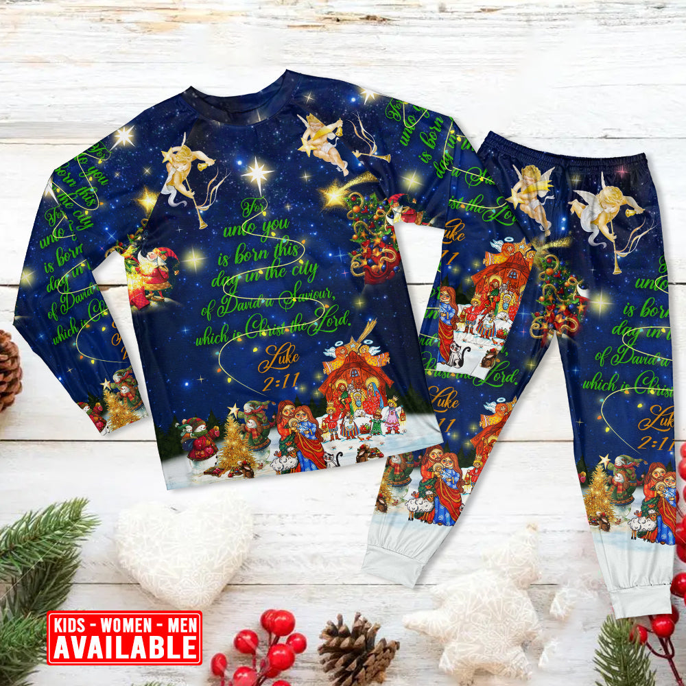 Nativity Christmas Celebration Long Sleeve Pajamas Set For Christmas Sleepwear And Family Lounging