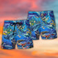 Dolphin Mermaid Ocean Blue Fantasy Beach Shorts Pattern Detail For Warm Weather Comfort And Laid Back Daily Wear