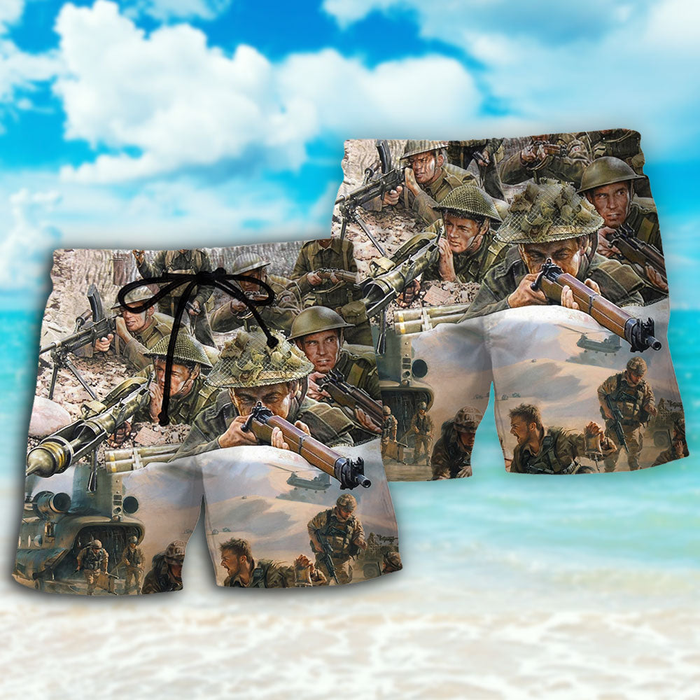 Veteran Brotherhood War Painting Beach Shorts For Outdoor Adventures And Thoughtful Seasonal Gifts