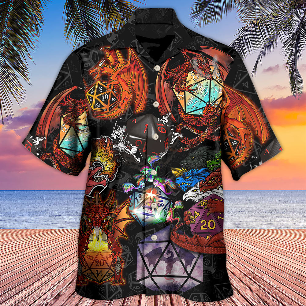 Fantasy Dice Fire Dragon Hawaiian Shirt All Over Print Detail For Summer Travel