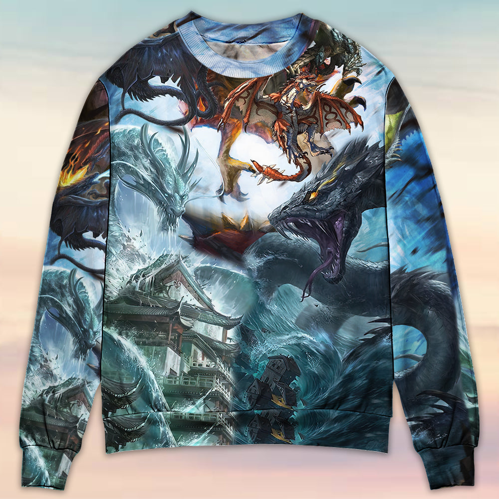 Epic Dragon Battle Fantasy Sweater For Animal Inspired Style Events And Comfortable Daily Wear