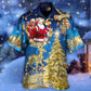 Blue Christmas Tree Hawaiian Shirt Pattern View For Lightweight Everyday Style