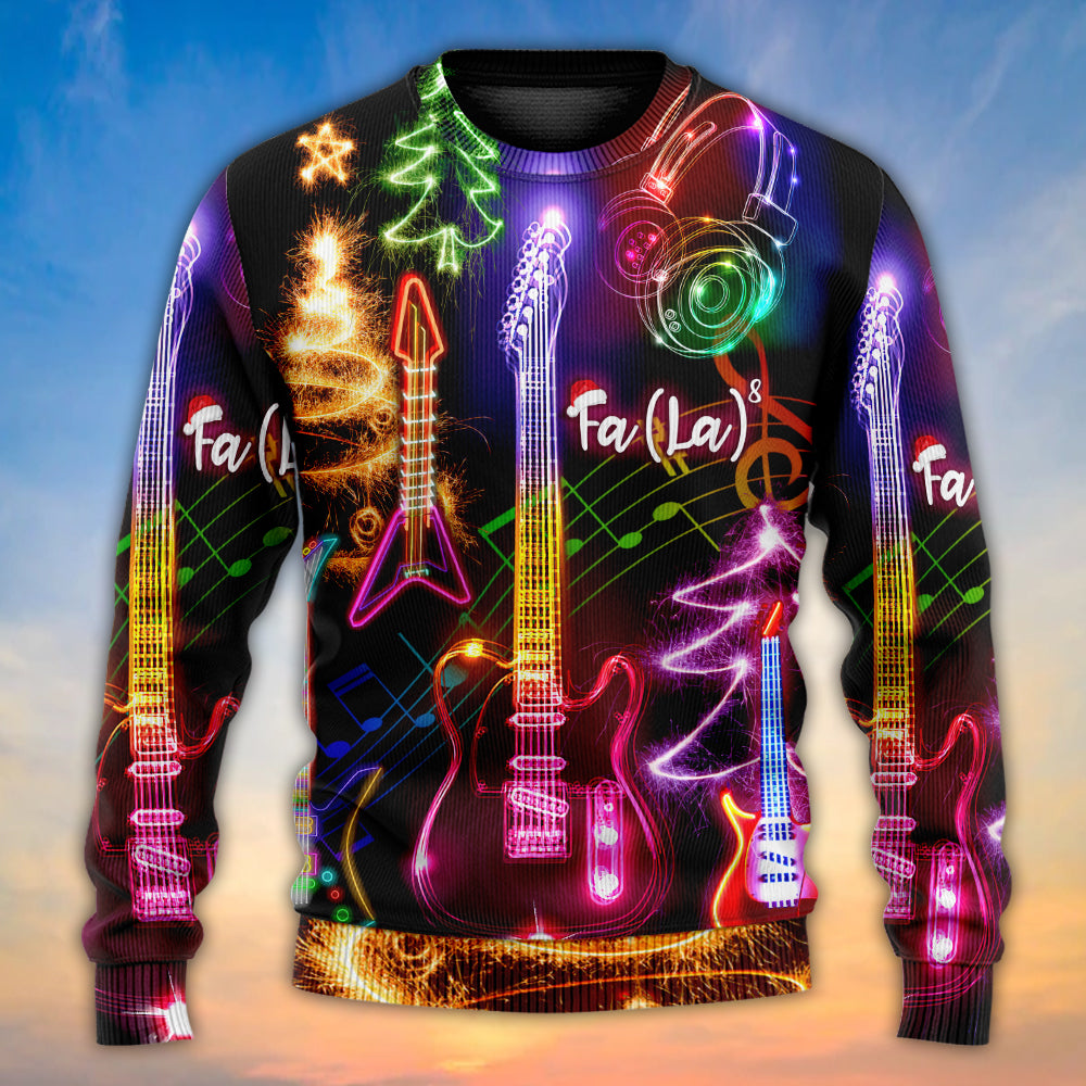 Christmas Guitar Tree Happy Glow Sweater For Festive Events Weekend Outings And Comfortable Winter Style