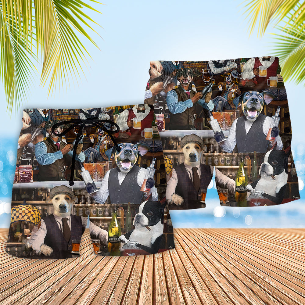 Bartender Dog Beach Shorts Pattern Detail For Leisure Travel And Weekend Casual Style