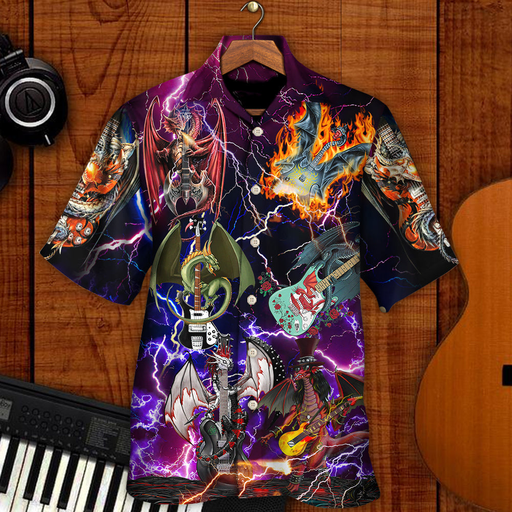 Guitar Dragon Play Die Hawaiian Shirt For Vacation Days And Relaxed Coastal Outings