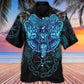 Blue Norse Warrior King Hawaiian Shirt Artwork Detail For Tropical Trips And Casual Outings