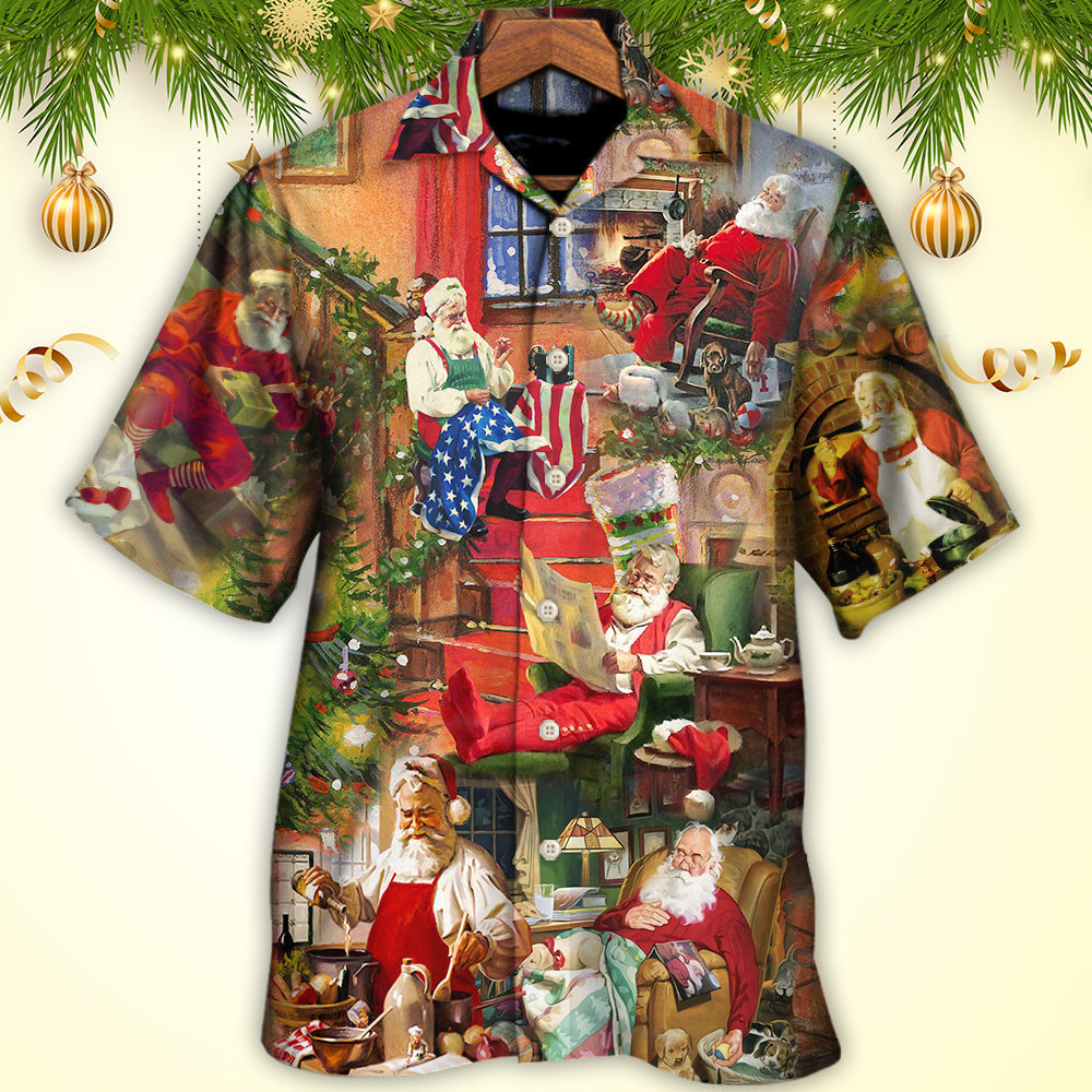 Festive Christmas Daily Hawaiian Shirt Artwork Detail For Resort Trips And Outdoor Activities