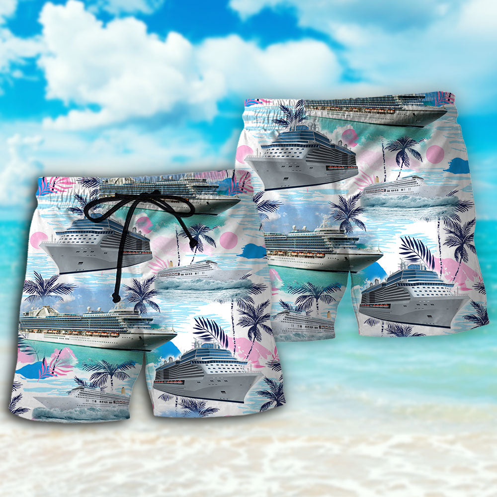 Tropical Beach Cruising Summer Vibe Beach Shorts Pattern Detail For Sunny Outdoor Activities