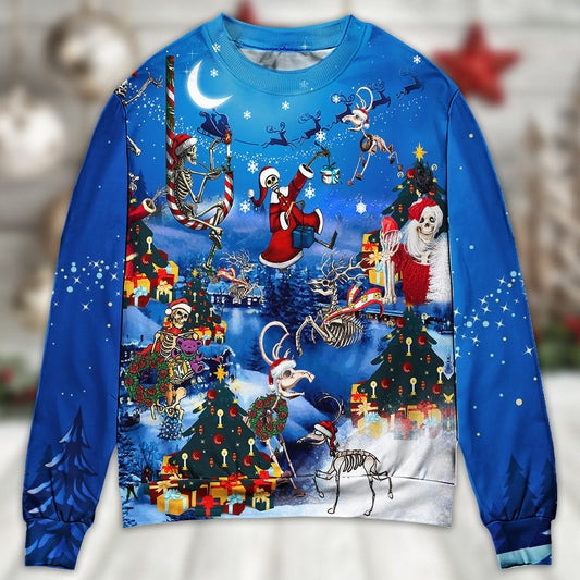 Christmas Skull Merry Xmas Sweater For Family Gatherings Winter Travel And Everyday Seasonal Comfort