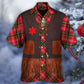 Vintage Christmas Santa Cowboy Hawaiian Shirt Design Detail For Beach Days And Holiday Travel