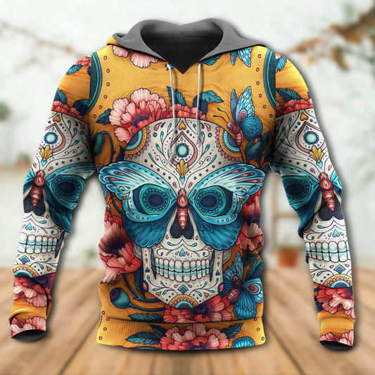 Vintage Skull Butterfly Abstract Hoodie For Gothic Streetwear Night Events And Bold Everyday Style
