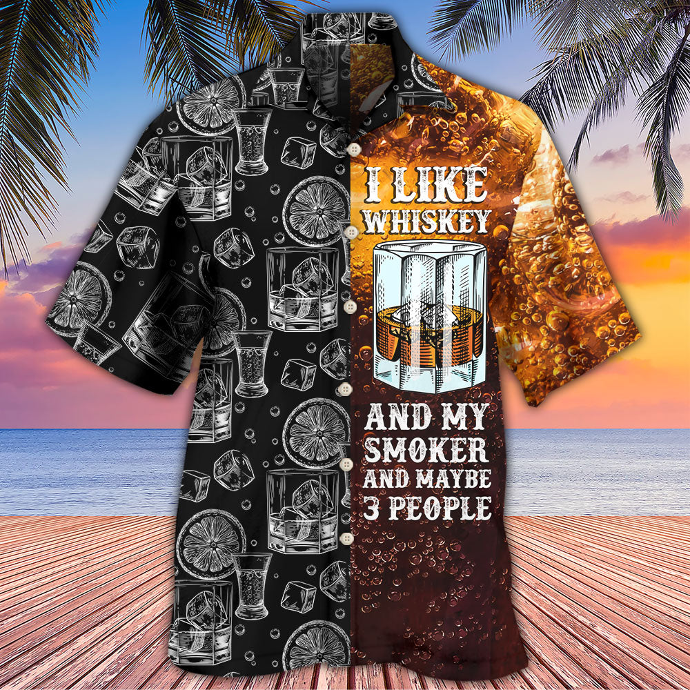 Wine Whiskey Smoker Hawaiian Shirt Pattern View For Relaxed Warm Weather Outfits