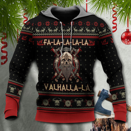 Black Red Viking Valhalla Christmas Hoodie For Festive Days Casual Adventures And Thoughtful Seasonal Gifting