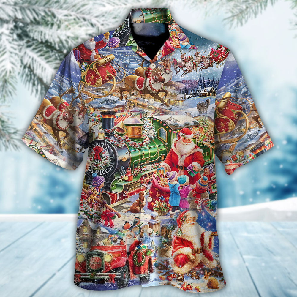Christmas Joy Peace Family Laughter Hawaiian Shirt Pattern Detail For Summer Holidays And Outdoor Fun