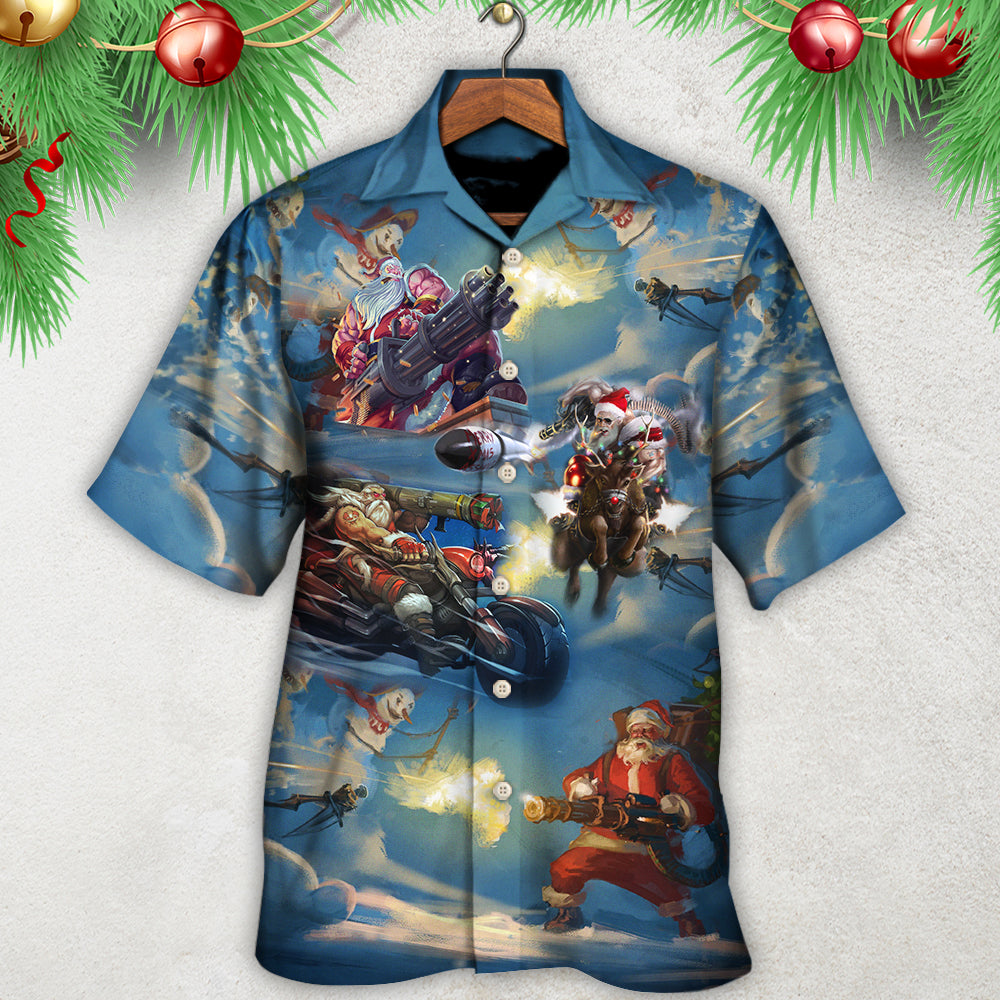 Western Christmas Santa Fight Hawaiian Shirt For Resort Getaways And Comfortable Summer Activities