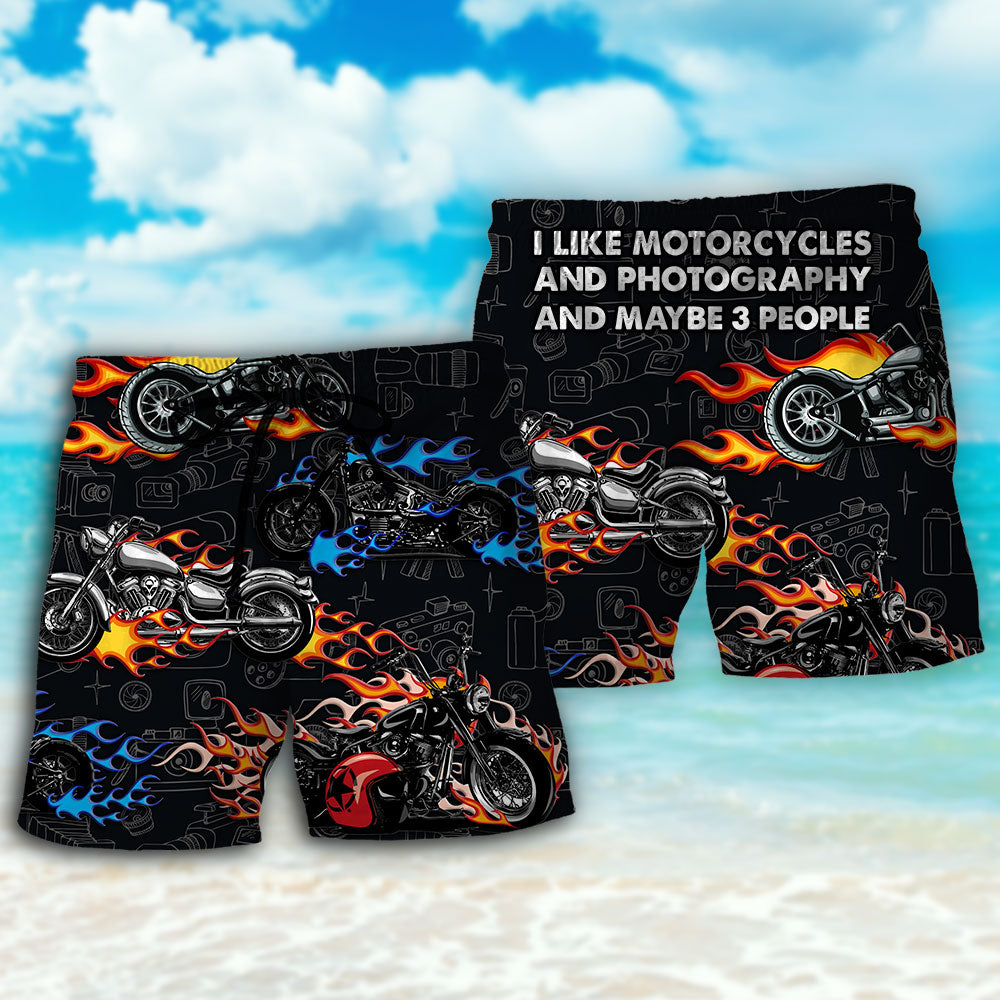 Motorcycle Photography Lover Beach Shorts Pattern Detail For Sunny Outdoor Activities
