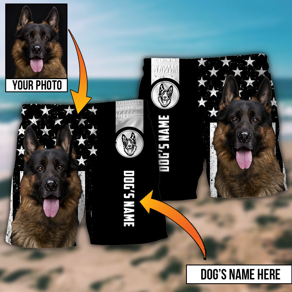German Shepherd Lovely Dog Personalized Photo Beach Shorts Graphic Detail For Resort Trips And Casual Outings