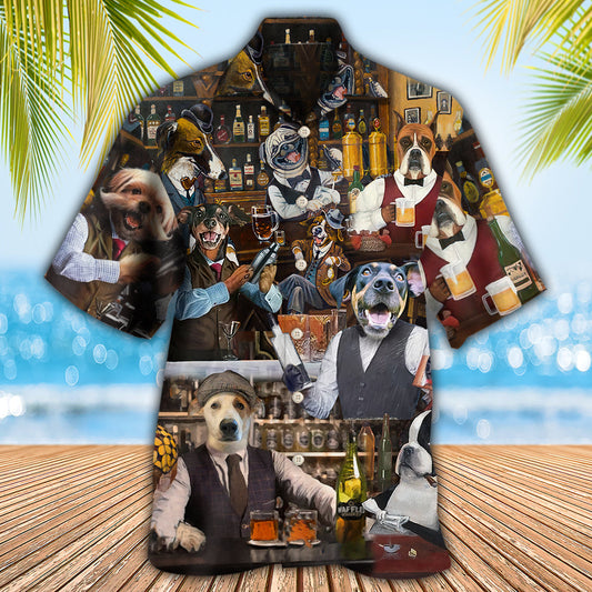 Dog Bartender Mixologist Fun Job Hawaiian Shirt Design View For Casual Summer Styling