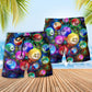 Billiards Funny Neon Color Beach Shorts Artwork Detail For Tropical Travel And Everyday Wear