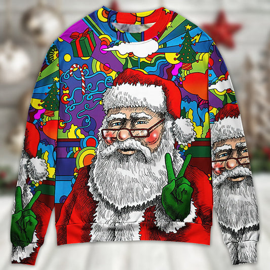 Hippie Christmas Santa Claus Sweater For Holiday Parties Family Gatherings And Seasonal Gift Giving