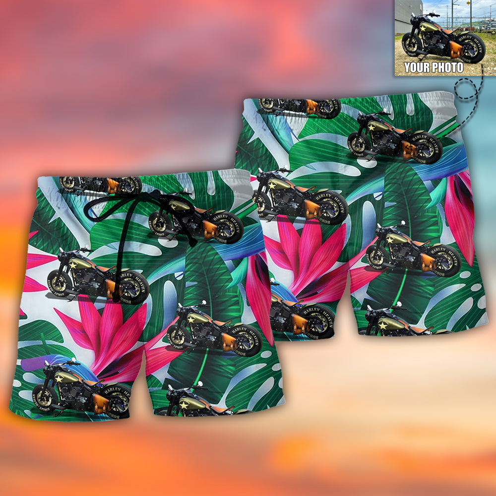 Motorcycle Sweet Cool Style Personalized Photo Beach Shorts For Coastal Adventures And Relaxed Summer Wear