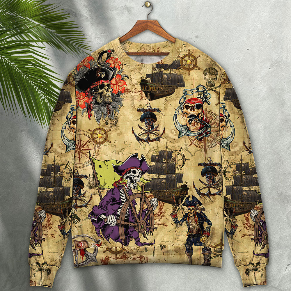 Skull Pirate Dark Adventure Sweater For Bold Streetwear Travel And Relaxed Everyday Styling