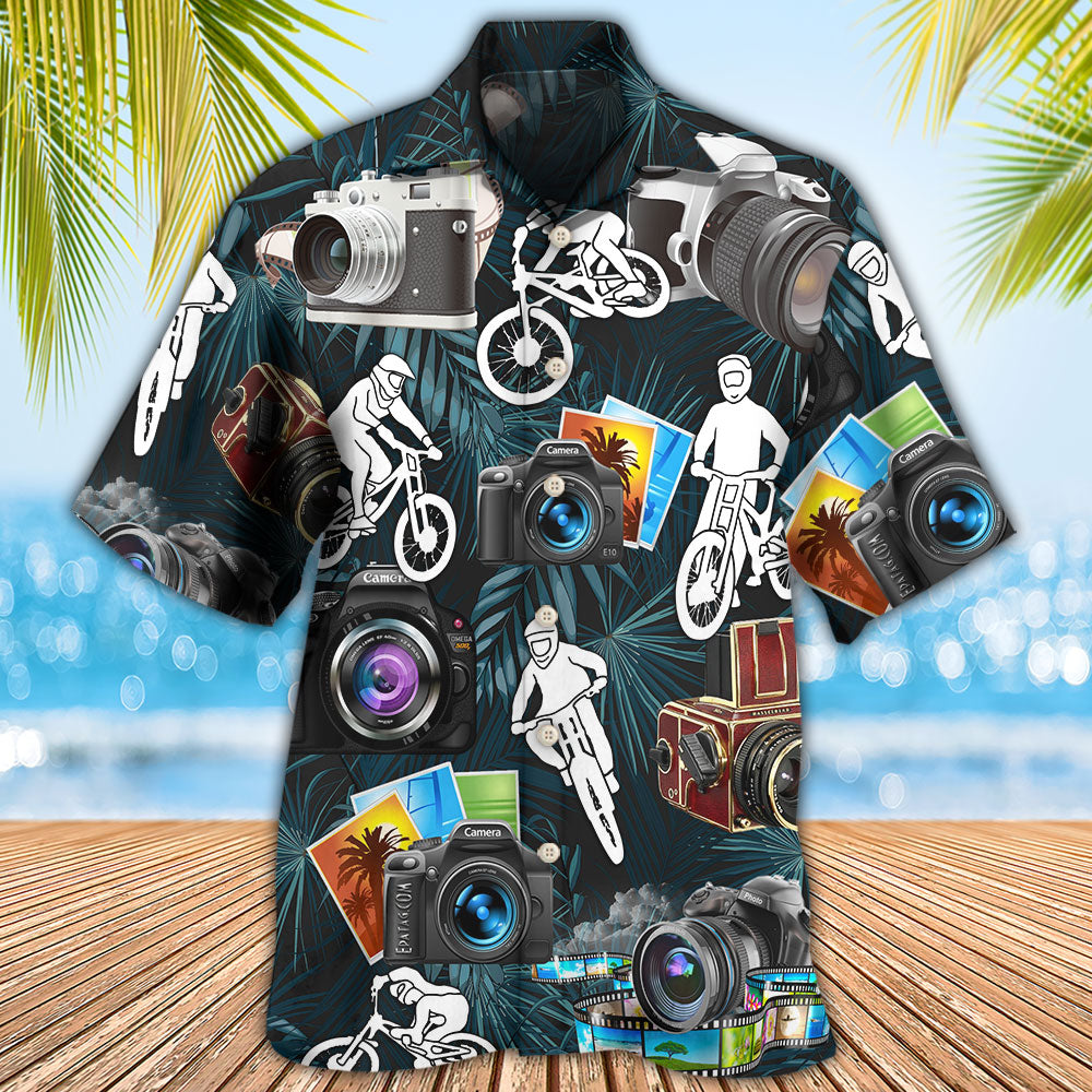 Camera Cycling Hawaiian Shirt For Vacation Days And Relaxed Coastal Outings