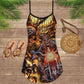 Motorcycle Skull Racing Fast V-Neck Sleeveless Cami Dress For Alternative Festivals And Bold Summer Style