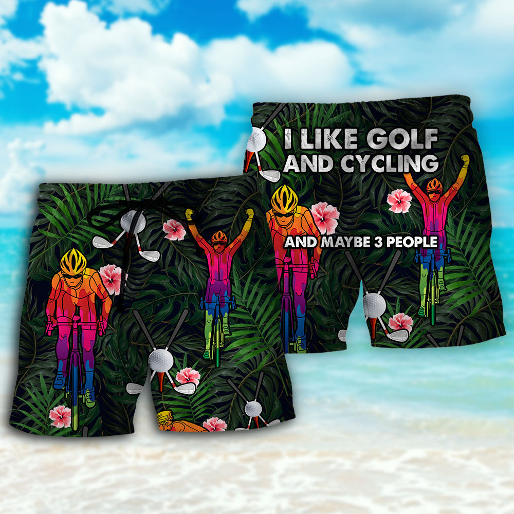 Golf And Cycling Lover Beach Shorts Artwork Detail For Comfortable Everyday Summer Wear