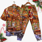 Santa Christmas Happiness Short Sleeve Pajamas Set For Christmas Sleepwear And Family Lounging