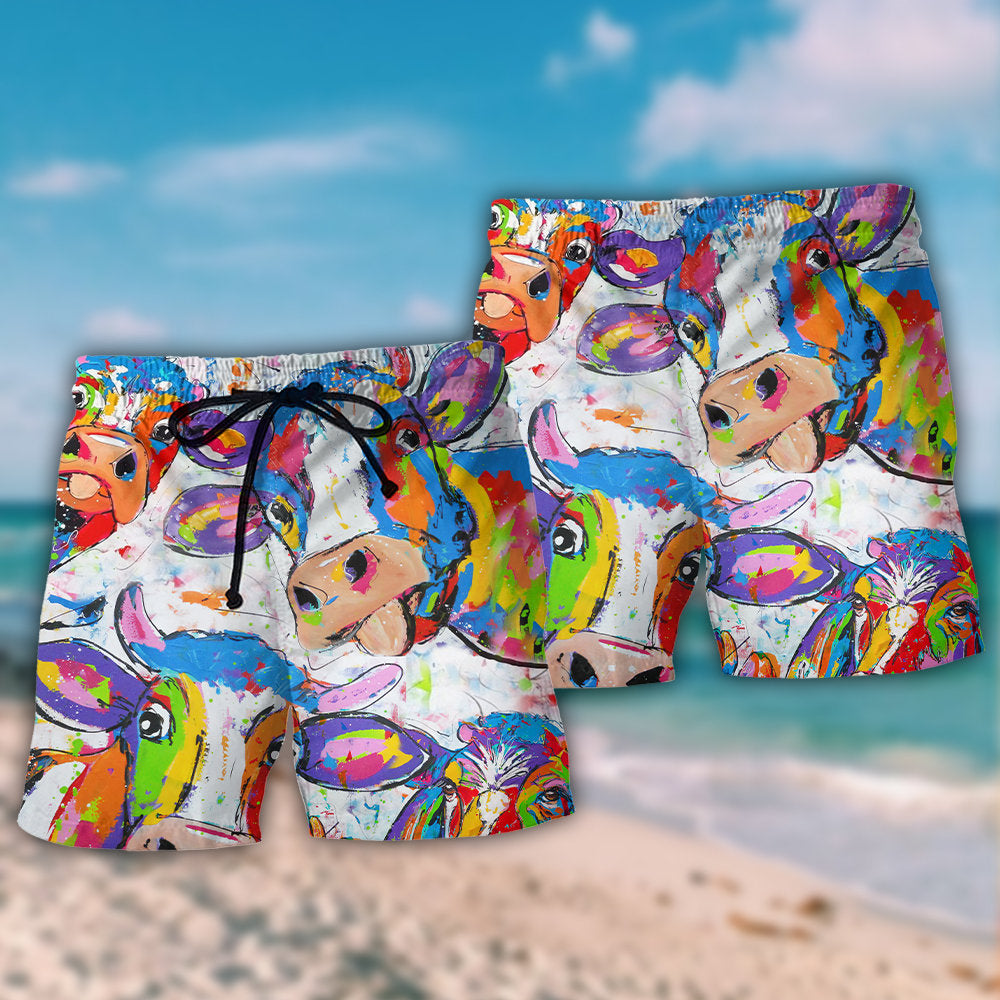 Funny Cow Colorful Farm Beach Shorts For Warm Weather Travel And Everyday Comfort