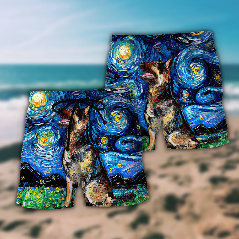 German Shepherd Stylish Dog Beach Shorts Pattern Detail For Relaxed Warm Weather Outfits