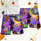Cute Witch Ghost Boo Halloween Beach Shorts Pattern Detail For Sunny Outdoor Activities