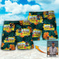 School Bus Driver Tropical Style Personalized Photo Beach Shorts Pattern View For Resort Days And Outdoor Activities