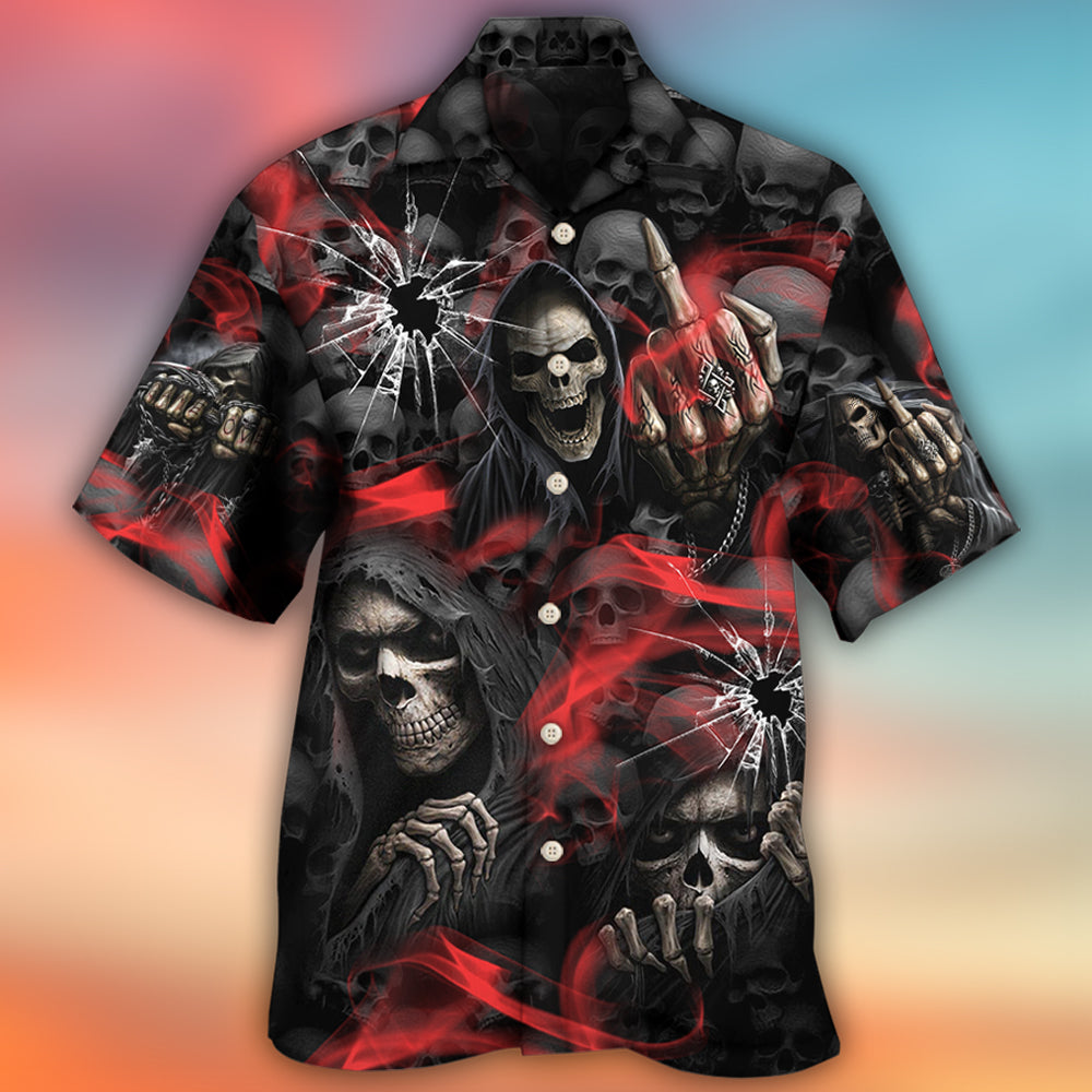 Gothic Dark Red Smoke Skull Hawaiian Shirt For Mythic Art Lovers, Coastal Outings, And Thoughtful Gift Giving