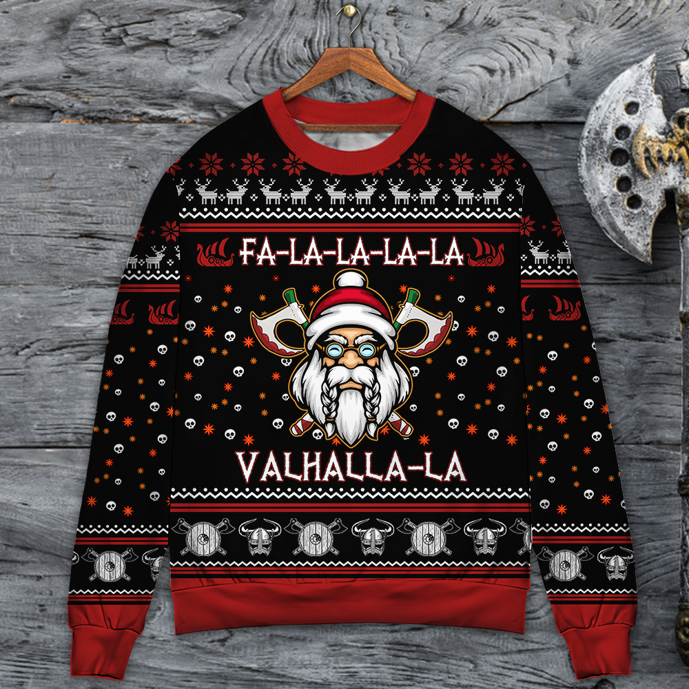 Viking Valhalla White And Red Sweater For Mythic Adventures Casual Wear And Thoughtful Gift Giving