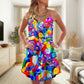 Rainbow Cat Colorful Style V-Neck Sleeveless Cami Dress For Pride Parties Festivals And Sunny Summer Getaways