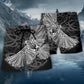 Viking Raven Valhalla Beach Shorts Pattern Detail For Sunny Outdoor Activities